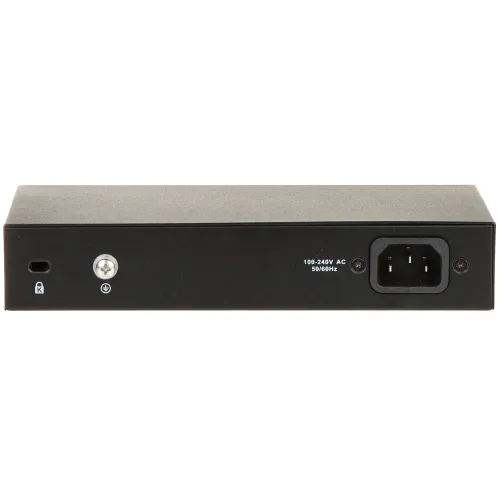 Czarny panel tylni urządzenia elektronicznego z gniazdem zasilania 100-240V AC 50/60Hz oraz portem USB. Obok znajdują się oznaczenia blokady i uziemienia.