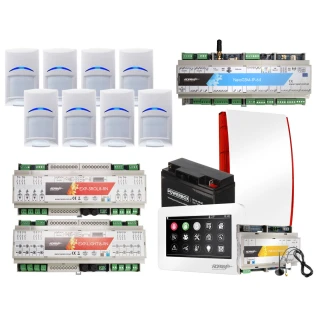 Alarmový systém Ropam NeoGSM-IP-64 DIN, Bílý, 8x Detektor Ovládání rolet, osvětlení, GSM upozornění, Wifi