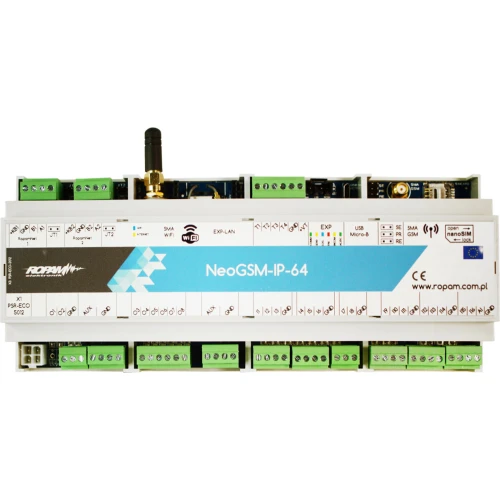 Ústředna Ropam NeoGSM-IP-64-D12M s modulem GSM a WiFi, pouzdro DIN