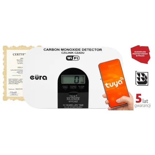 Czujnik czadu EURA CD-53A2v5300-TY/B Wi-Fi - certyfikat CNBOP-PiB