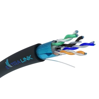 Extralink CAT5E FTP (F/UTP) venkovní gelová výplň | síťový kabel s kroucenou dvojlinkou | 305M