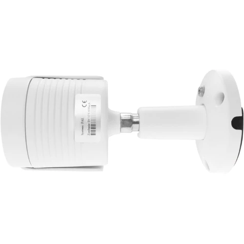 Kamera sieciowa IP KEEYO LV-IP5M3TFE-II 5Mpx w kolorze białym z widocznym obiektywem i logo producenta. Urządzenie przeznaczone do monitoringu zewnętrznego, wyposażone w zaawansowane funkcje bezpieczeństwa.