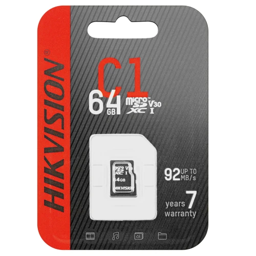 Paměťová karta microSD (SDHC) 64GB Hikvision HS-TF-C1(STD)/64G