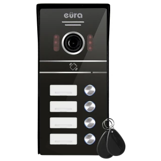 EURA VDA-64C5 venkovní kazeta s video dveřním vstupním systémem - čtyřčlenná, černá, kamera 1080p
