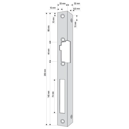 Úhelníková konzola pro zámek (elektrický zámek dveří) KR-04G2 levá dlouhá