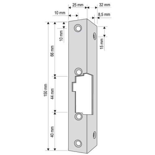 Úhelníková konzola pro zámek (elektrický zámek dveří) KR-05G2 krátký