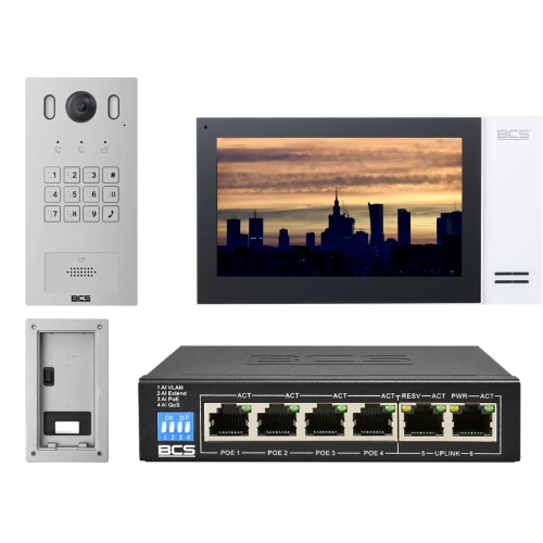 BCS-PAN1601S-S IP video dveřní vstupní systém + BCS-MON7400W-S 7" monitor pro zapuštěnou montáž