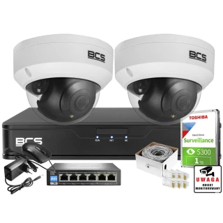 Monitorování firmy obchodu domu H.265+ BCS Point 2x Kamera BCS-P-DIP15FSR3 1TB