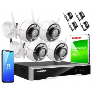 Bezdrátová sledovací sada Hikvision Ezviz 4 kamery C3T Pro WiFi 4MPx 1TB