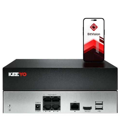 Sada pro monitorování KEEYO 4x LV-V-IP5M25DF-DL-G 5Mpx, hybridní osvětlení IR/LED