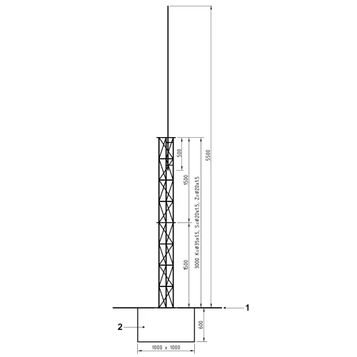 Příhradový trubkový stožár MKR-5.5/CT