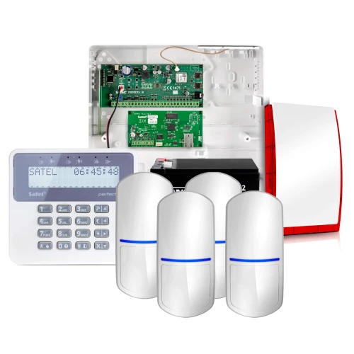 Alarmový systém Satel Perfecta 16, 4x Detektor, LCD, Signalizátor SP-4001 R, příslušenství
