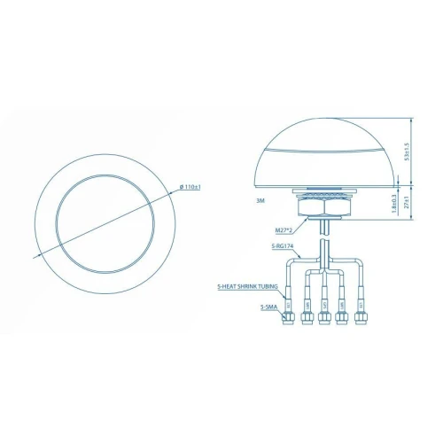 Teltonika 003R-00253 | Kombinovaná anténa | MIMO LTE/GPS/WIFI, dachová