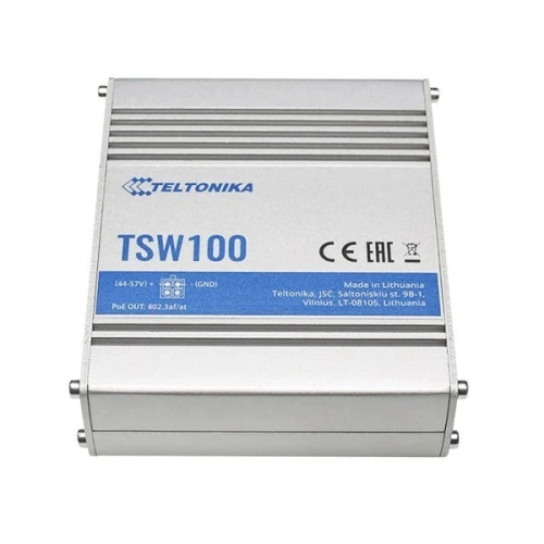 Teltonika TSW100 | PoE Switch | 5x RJ45 1000Mbps, 4x PoE, 60W
