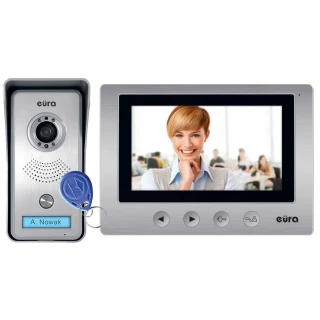 Videovrátný EURA VDP-33A3 LUNA, obrazovka 7, podpora 2 vstupů, paměť obrazu, čtečka bezdotykových klíčů