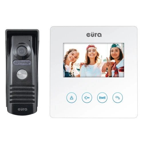 EURA VDP-52A3 ATIRA video dveřní vstupní systém, bílý, 4,3'' obrazovka, podpora 2 vstupů