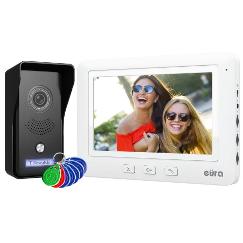 Video dveřní vstupní systém EURA VDP-58A3 bílý barevný 7" monitor