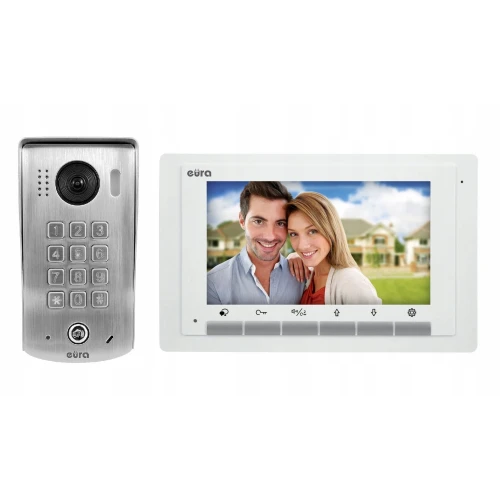 EURA VDP-60A5/N WHITE 2EASY video dveřní vstupní systém - pro jednu rodinu, LCD 7'', bílý, mechanická klávesnice, povrchová montáž