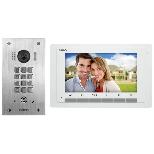 EURA VDP-60A5/P WHITE 2EASY videovrátný systém - pro jednu rodinu, LCD 7'', bílý, mechanická klávesnice, montáž pod omítku