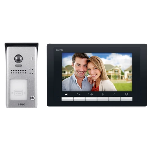 EURA VDP-61A5/N BLACK 2EASY video dveřní vstupní systém - pro jednu rodinu, LCD 7'', černý, RFID, povrchová montáž