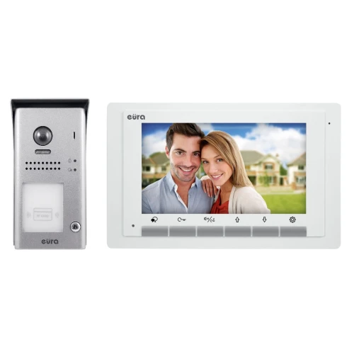 EURA VDP-61A5/N WHITE 2EASY video dveřní vstupní systém - pro jednu rodinu, LCD 7'', bílý, RFID, povrchová montáž