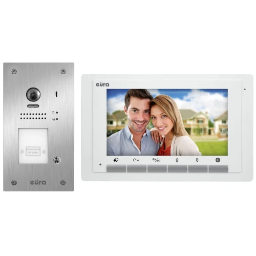EURA VDP-61A5/P WHITE 2EASY video dveřní vstupní systém - pro jednu rodinu, LCD 7'', bílý, RFID, k montáži pod omítku