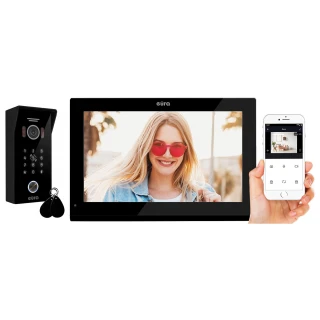EURA VDP-99C5 video dveřní vstupní systém - černý, 10'' LCD dotykový displej, AHD, WiFi, paměť obrazu, kamera 1080p, RFID, klávesnice, povrchová montáž