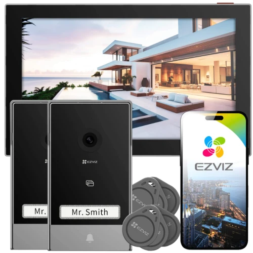 Wideodomofon EZVIZ HP7 2-žilový, WiFi, 2 venkovní panely (pro 2 vchody), čtečka