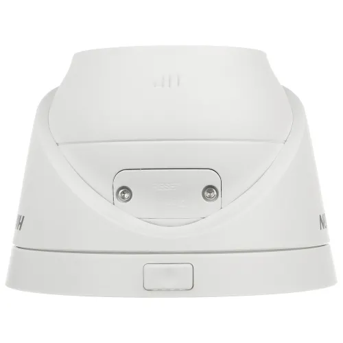 Biała kamera kopułkowa z widocznym gniazdem na kartę microSD i przyciskiem resetu na bocznej części obudowy. Urządzenie ma nowoczesny design i jest przeznaczone do monitoringu.