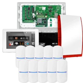 Sada alarmu SATEL INTEGRA 32, 10x detektor PET, siréna, bílý ovladač INT-TSI-W, komunikace LTE