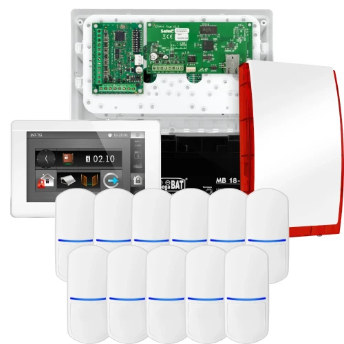 Sada alarmu SATEL INTEGRA 32, 11x čidlo, siréna, bílý ovladač INT-TSI-W