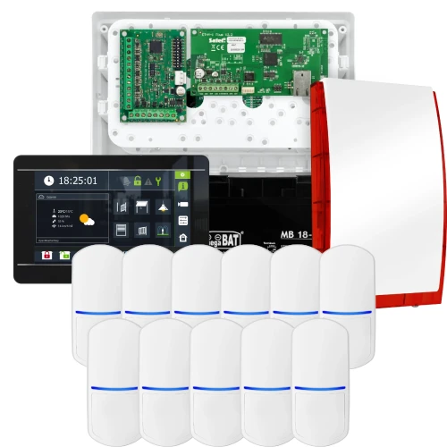 Sada alarmu SATEL INTEGRA 32, 11x čidlo, siréna, černý ovladač INT-TSI-B