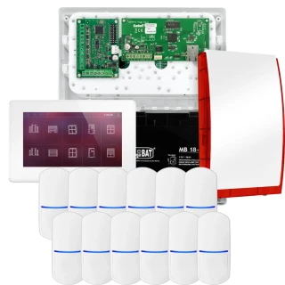 Sada alarmu SATEL INTEGRA 32, 12x detektor PET, siréna, bílý ovladač INT-TSH2-W