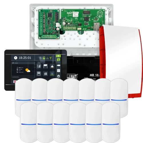 Sada alarmu SATEL INTEGRA 32, 13x detektor PET, siréna, černý ovladač INT-TSI-B