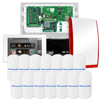 Sada alarmu SATEL INTEGRA 32, 14x detektor PET, siréna, bílý ovladač INT-TSI-W, LTE komunikace