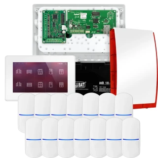 Sada alarmů SATEL INTEGRA 32, 14x detektor, siréna, bílý ovladač INT-TSH2-W