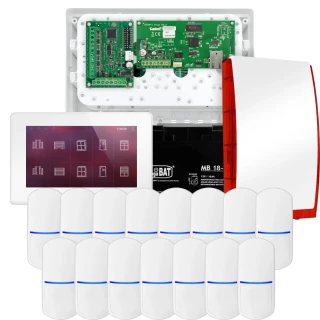 Sada alarmu SATEL INTEGRA 32, 15x detektor PET, siréna, bílý ovladač INT-TSH2-W