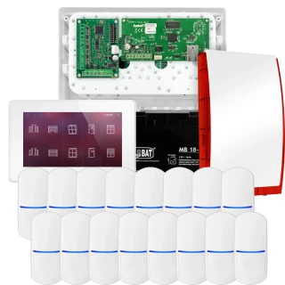Sada alarmu SATEL INTEGRA 32, 16x detektor PET, siréna, bílý ovladač INT-TSH2-W