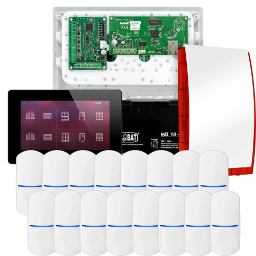 Sada alarmů SATEL INTEGRA 32, 16x čidlo, siréna, černý ovladač INT-TSH2-B