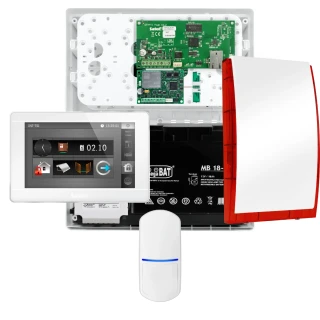 Sada alarmu SATEL INTEGRA 32, 1x detektor PET, siréna, bílý ovladač INT-TSI-W, komunikace LTE