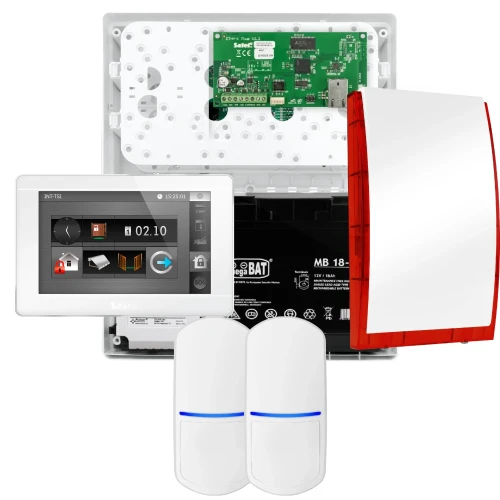 Sada alarmů SATEL INTEGRA 32, 2x detektor PET, siréna, bílý ovladač INT-TSI-W
