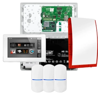 Sada alarmů SATEL INTEGRA 32, 3x detektor PET, siréna, bílý ovladač INT-TSI-W, LTE komunikace