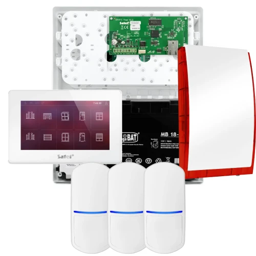 Sada alarmu SATEL INTEGRA 32, 3x detektor PET, siréna, bílý ovladač INT-TSH2-W