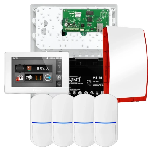 Sada alarmu SATEL INTEGRA 32, 4x detektor PET, siréna, bílý ovladač INT-TSI-W