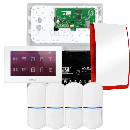 Sada alarmu SATEL INTEGRA 32, 4x detektor, siréna, bílý ovladač INT-TSH2-W