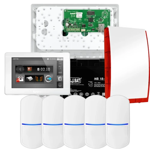 Sada alarmu SATEL INTEGRA 32, 5x detektor PET, siréna, bílý ovladač INT-TSI-W