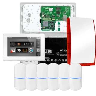 Sada alarmů SATEL INTEGRA 32, 6x detektor, siréna, bílý ovladač INT-TSI-W, LTE komunikace