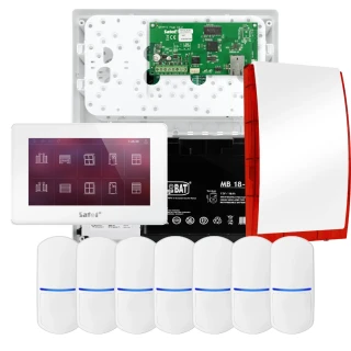 Sada alarmu SATEL INTEGRA 32, 7x detektor PET, siréna, bílý ovladač INT-TSH2-W
