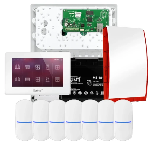 Sada alarmu SATEL INTEGRA 32, 7x čidlo, siréna, bílý ovladač INT-TSH2-W