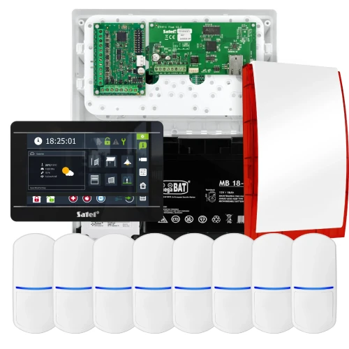 Sada alarmů SATEL INTEGRA 32, 8x detektor PET, siréna, černý ovladač INT-TSI-B